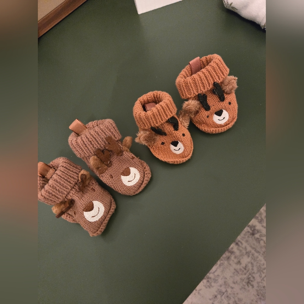 Carter's Baby Reindeer Booties Set